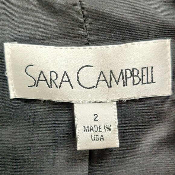 SARA CAMPBELL Open Blazer Jacket Fringed Ruffle Accents Black Brown Neutral 2 - Picture 9 of 10